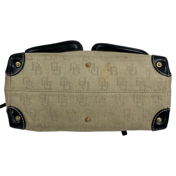 DOONEY BOURKE Monogram Logo Canvas Leather Shoulder Bag Satchel Double Pockets - Picture 5 of 16